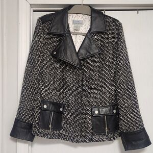 Wool and Genuine Leather Jacket Sz M